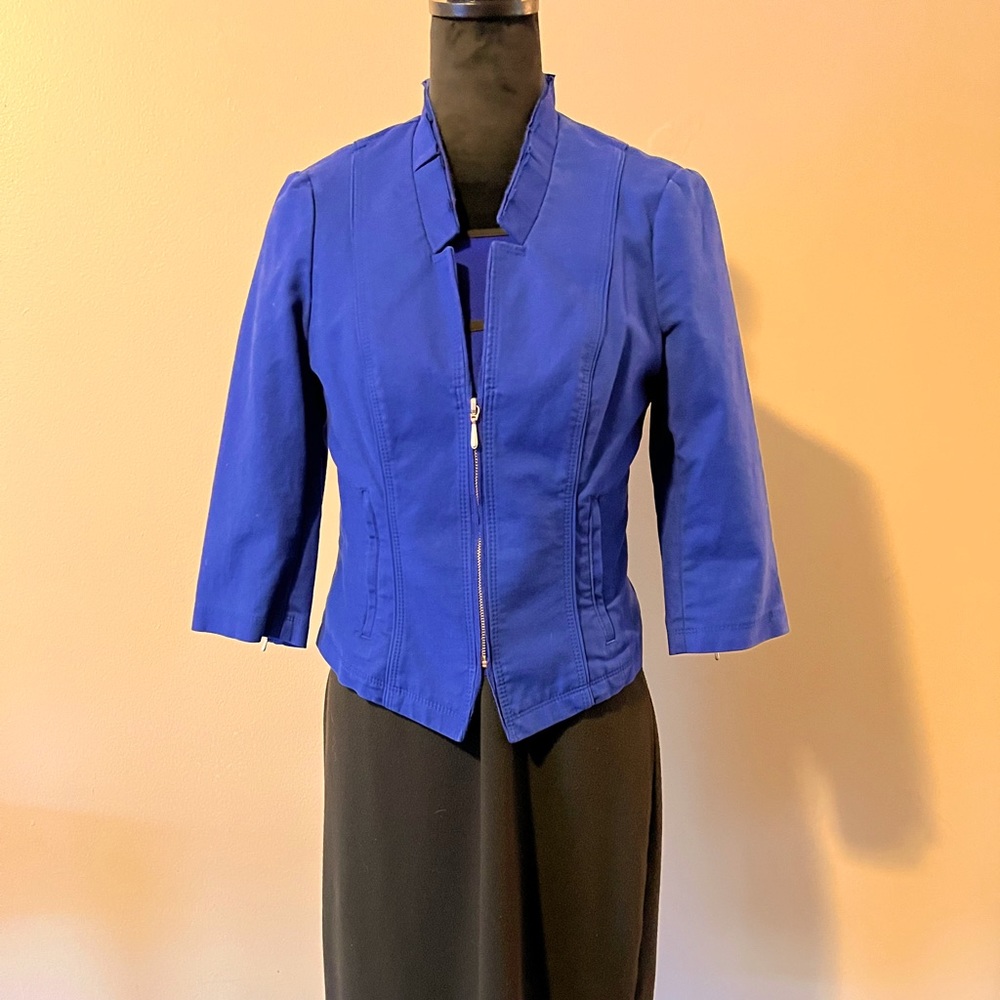 Jacket and dress. Blue & black.